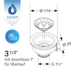 Siebkorbeinsatz 114mm 3½" mit Überlauf-Set für Spüle – Bild 2