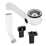 Siebkorbventil AQUADE 70 mm mit Raumschaffer und Überlauf-Set für Spüle