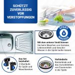 Siebkorbventil AQUADE 70 mm mit Raumschaffer und Überlauf-Set für Spüle