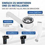 Siebkorbventil AQUADE 70 mm mit Raumschaffer und Überlauf-Set für Spüle
