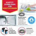 Siebkorbventil 70 mm mit Überlauf-Set, Raumsparrohr + Bowdenzug verschließbar