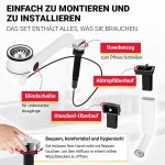 Siebkorbventil 70 mm mit Überlauf-Set, Raumsparrohr + Bowdenzug verschließbar