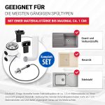 Siebkorbventil 70 mm mit zwei Überläufen, Überlaufrohr für Küchenspüle