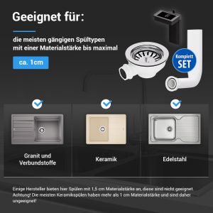 Siebkorbeinsatz 114 mm Siebkorbventil mit Abtropf-Überlauf für Spüle