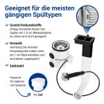 Spülenablaufgarnitur mit Raumschaffer + Abtropfüberlauf 70 mm 1 1/2 Zoll