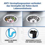 Spülenablaufgarnitur mit Raumschaffer + Abtropfüberlauf 70 mm 1 1/2 Zoll