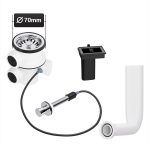 Siebkorbventil 70 mm mit Excenterventil Drehbetätigung Überlauf für Spüle