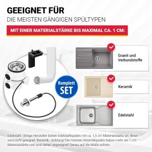 Siebkorbventil 70 mm mit Excenterventil Drehbetätigung Überlauf für Spüle