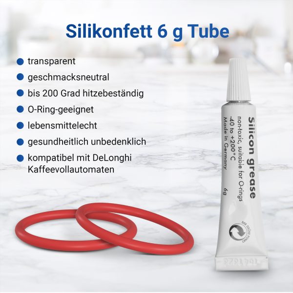 Silikonfett & 2x O-Ring Dichtung SET wie DeLonghi 5332149100 für Brühgruppe