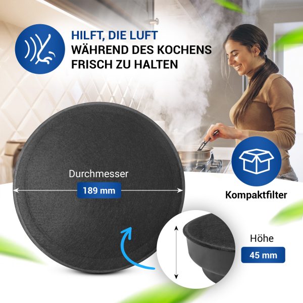 Kohlefilter Set 2x wie Bosch DHZ5276 00796390 187mmØ für Dunstabzugshaube