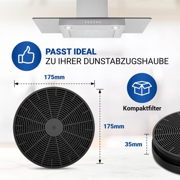 Kohlefilter Set 2 Stück wie Respekta MIZ0023N 175mmØ für Dunstabzugshaube