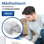 Set 1x Abluftschlauch 150er Rundsystem 5m weiß 2x Schlauchschellen 140-160mmØ