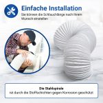 Set 1x Abluftschlauch 150er Rundsystem 5m weiß 2x Schlauchschellen 140-160mmØ