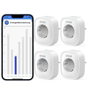 Smart Steckdose GHome 4er Pack 16A WLAN mit Strommessung & Sprachsteuerung