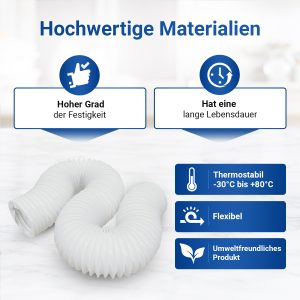 Abluftrohr 5 m + 2x Schellen für 125mm Luftführungssysteme Dunstabzugshaube