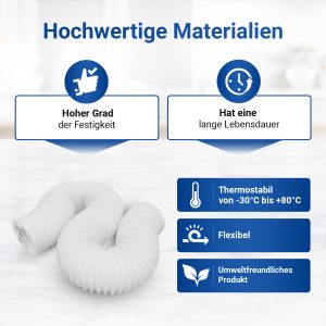 Abluftrohr 1 m + 2x Schellen für 125mm Luftführungssysteme Dunstabzugshaube