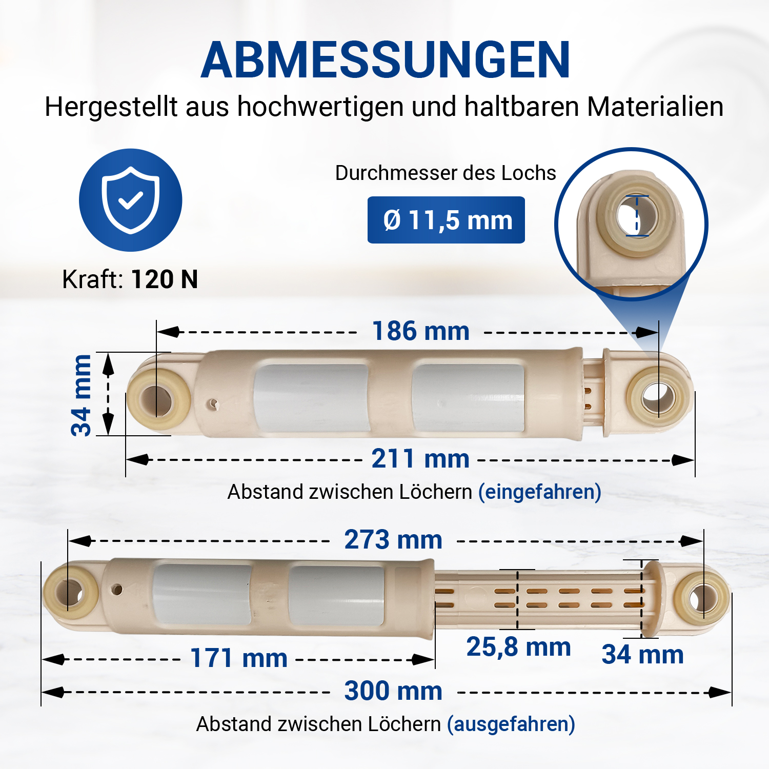 Stoßdämpfer 120N Set 2x wie Candy Hoover 49043541 41017170 für Waschmaschine Stoßdämpfer 120N Set 2x wie Candy Hoover 49043541 41017170 für Waschmaschine