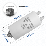 Kondensator 10µF 450V universal mit Steckfahnen und Befestigungsschraube