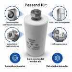Kondensator 10µF 450V universal mit Steckfahnen und Befestigungsschraube