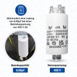 Kondensator CBB60 8µF 450V 6,3mm mit Steckfahnen Befestigungsschraube M8