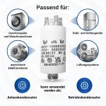 Kondensator CBB60 8µF 450V 6,3mm mit Steckfahnen Befestigungsschraube M8