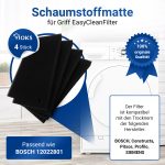 Schaumstoffmatte Set 4x wie Bosch 12022801 Griff EasyCleanFilter für Trockner