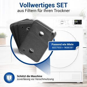 Schaumfilter 4x passend wie Miele 9499230 Sockelfilter für Wärmetauscher Trockner
