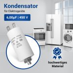 Kondensator 6,00µF 450V mit Steckfahnen und Befestigungsschraube CBB60