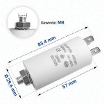 Kondensator 6,00µF 450V mit Steckfahnen und Befestigungsschraube CBB60