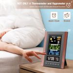 Farbige Funk Wetterstation mit Außensensor Hygrometer Thermometer Wecker – Bild 4