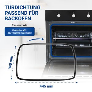 Türdichtung wie Zanussi 357725202/0 rundum 4Haken für Backofen Herd