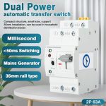 VEVOR Automatischer Transferschalter ATS 2P 63A 220V DIN Schiene – Bild 2