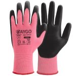 KAYGO 12 Paar Arbeitshandschuhe PU beschichtet rutschfest Rosa Größe 7