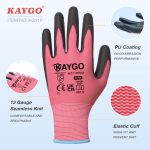 KAYGO 12 Paar Arbeitshandschuhe PU beschichtet rutschfest Rosa Größe 7 – Bild 2