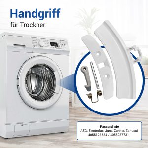 Türgriff wie AEG 405523773/1 Set mit Schließnase Achse Feder für Trockner