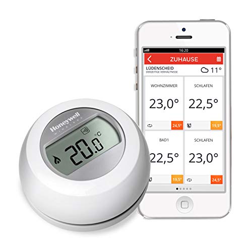 41Tsx6YWJML.jpg Honeywell evohome Funk-Raumthermostat T87RF2059 Weiß – Bild 1