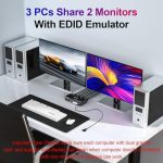 Camgeet HDMI KVM Switch 3 PC 2 Monitore 4K 60Hz USB 3.0 EDID – Bild 5