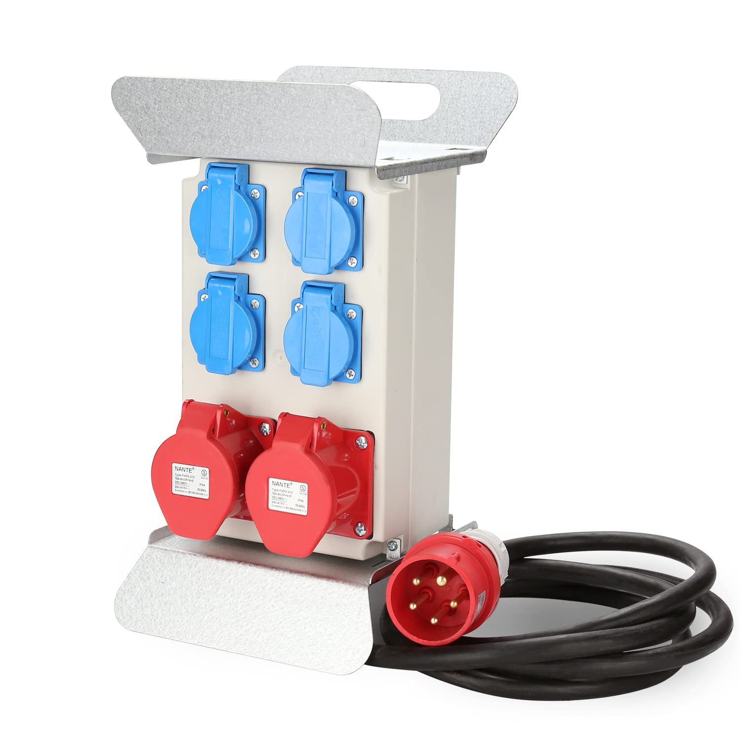 610uDx7sFTL.jpg Herrselsam Stromverteiler 2x CEE 16A 400V 4x Schuko IP44 2,5m – Bild 1