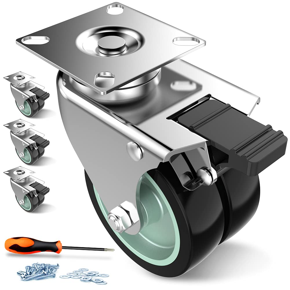 61TWHNqfT4S.jpg 75 mm Lenkrollen mit Bremse 360 Grad schwenkbar bodenschonend – Bild 1