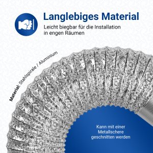 Aluminium Abluftschlauch 150er 4m Flexrohr für Trockner Abzugshaube