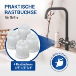 Set 4x Rastbuchse für Knebel-Innenoberteil 3/8 1/2 3/4 für Zweigriff-Armaturen