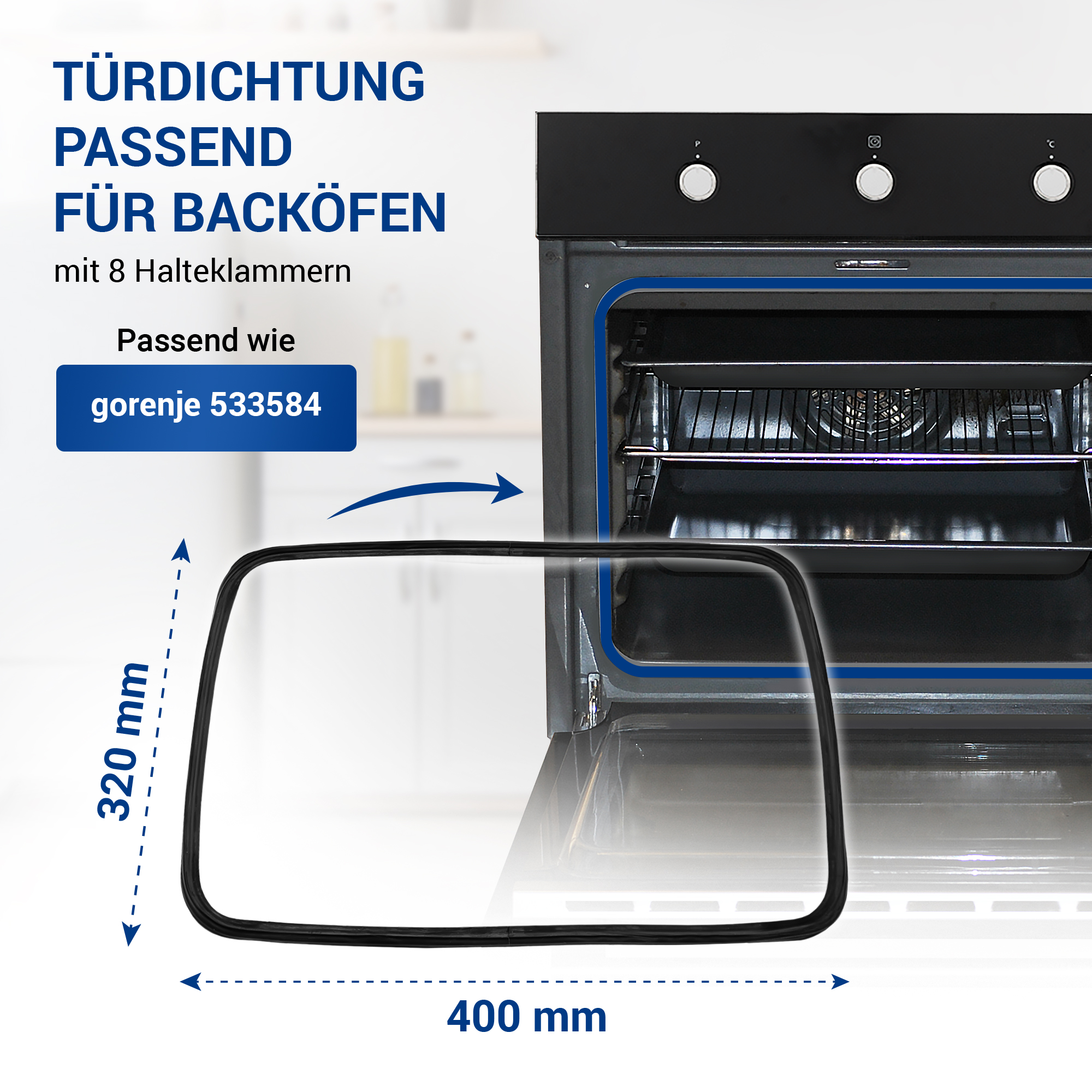 Türdichtung wie Gorenje 533584 rundum 8Haken für Herd Türdichtung wie Gorenje 533584 rundum 8Haken für Herd