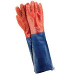 REIS Gummihandschuhe 60 cm mit Ärmel PVC-beschichtet Rot-Blau
