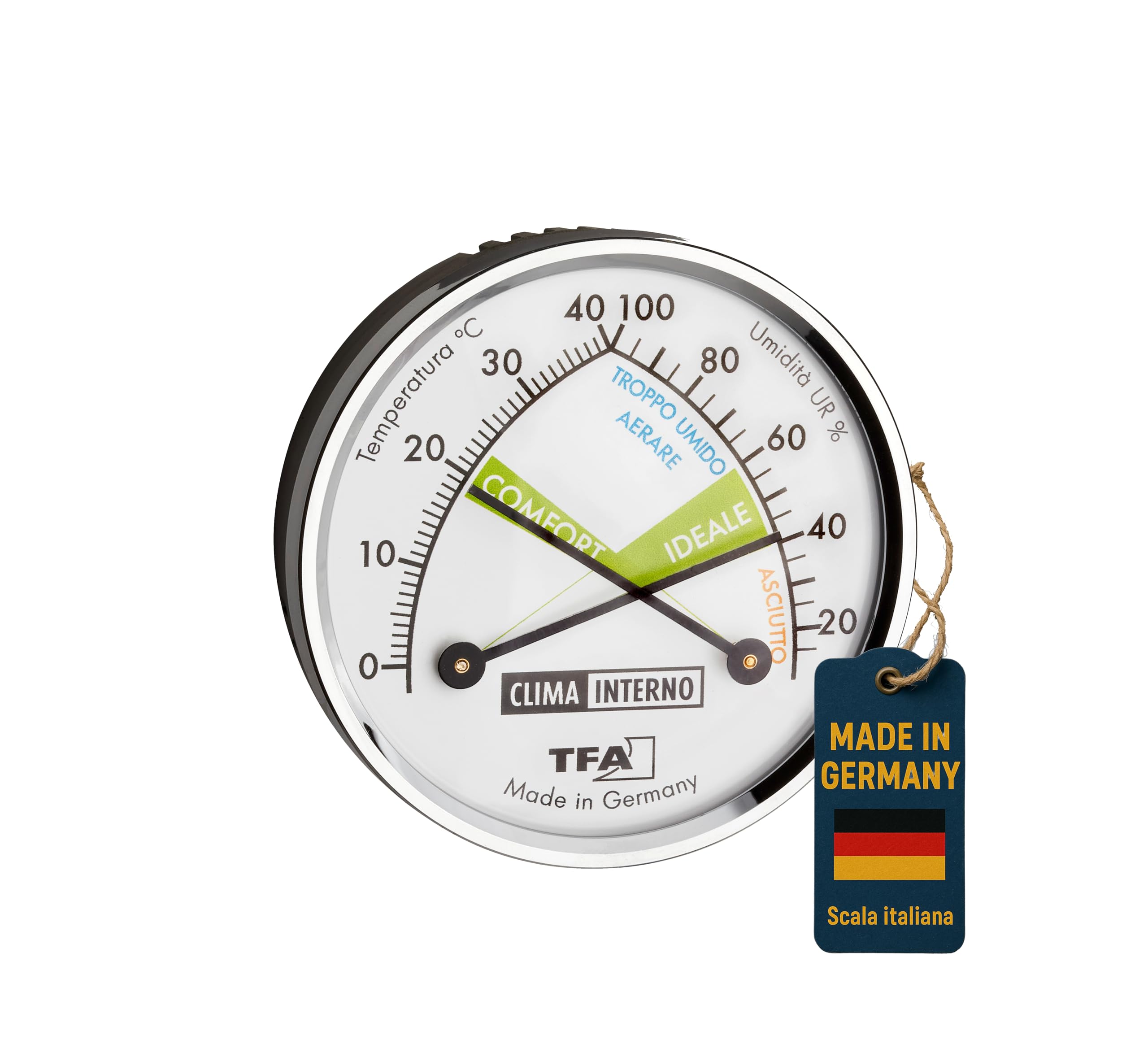 71voY-n2d2L.jpg TFA Dostmann Thermo-Hygrometer analog 71 mm mit Metallring – Bild 1