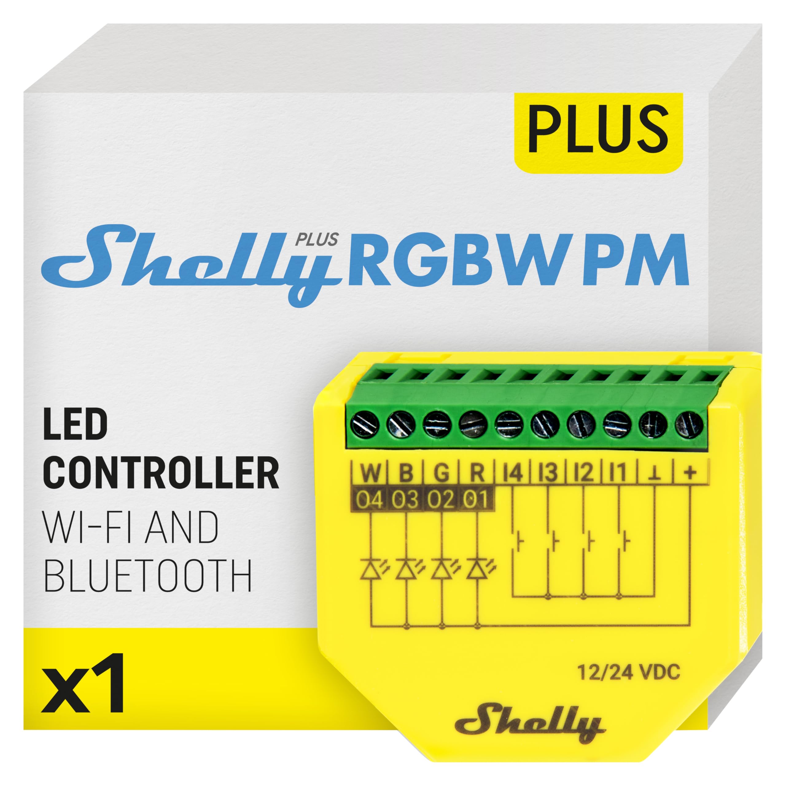 81h7GofbcfL.jpg Shelly Plus RGBW PM WLAN Controller für LED Streifen 12 bis 24 VDC – Bild 1