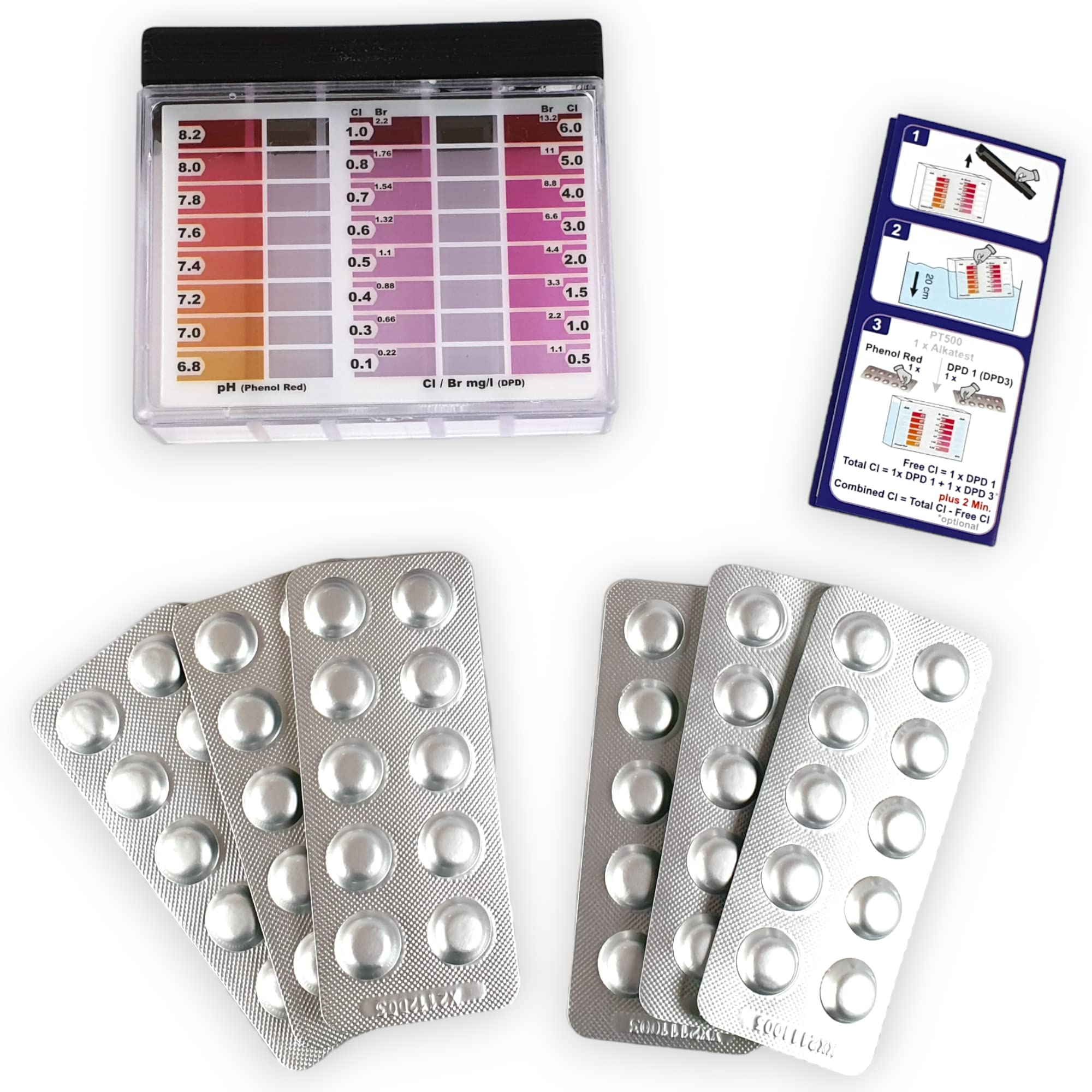 81qgzK-k5fL.jpg Wiesel Tuning Pooltester Chlor pH Testkit mit 60 Testtabletten – Bild 1