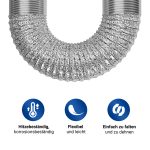 Aluminium Abluftschlauch 100er 2m Schlauch Flexrohr Universal für Abzugshaube
