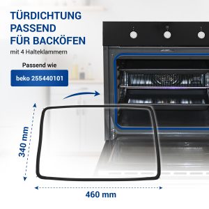 Türdichtung wie Beko 255440101 rundum 4Haken für Backofen