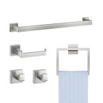 VEVOR Bad Zubehör Set 5-tlg. Edelstahl 304 Handtuchstange Haken Silber