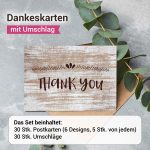 Dankeskarten 30 Pack Thank you Karten für Hochzeit Geburtstag Party Abschluss